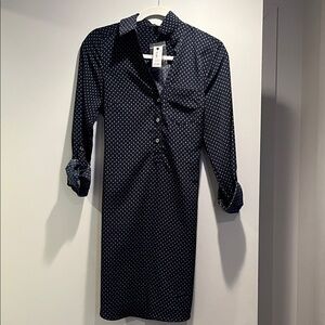 The Limited Dark Blue Polka Dot Long Sleeve Dress